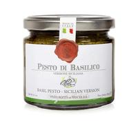 Frantoi Cutrera Pesto di Basilicum versión siciliana neto190 g de vidrio | Pesto siciliano hecho de albahaca, almendras, pistachos y EVOO. Ideal para pasta, bruschetta y para untar.
