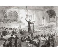 Franz Liszt dirigiendo la actuación de su nuevo oratorio La leyenda de Santa Isabel en Pest Hungría en 1865. Franz Liszt 1811 - 1886. Compositor húngaro virtuoso pianista director de música maestro