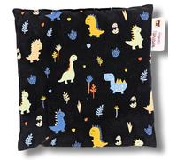 Franzis Nähstube 20x20cm Cojín de espelta Dino azul en 100% algodón I Almohada de grano de espelta 20x20 para microondas I Almohadilla térmica, Almohada con núcleo de espelta, Almohada cervical