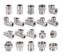 FRAOMHFW Conector de Acero Inoxidable de 1/2", Rosca Interna y Externa, unión Directa, te, Codo, tapón, Reductor, núcleo, tubería de Agua(S)