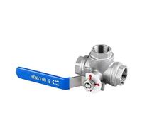 FRAOMHFW Conector de válvula de Bola de Puerto TL de Rosca Interna BSP de 1/4 "- -2", válvula de Bola de Tres vías de Acero Inoxidable SS304 316 for Agua y Gas(1/2",L Type_SUS316L)