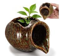Frasco Circulante de Cerámica Verde, Jarrón Decorativo Cascada | Tarro Artesanal Pieza, Uso Interior y Patio, para Plantas Hidropónicas y Acuario