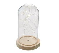 Frasco de Cristal con Forma Campana for exhibición Flores, Botella Base Madera, Caja LED, Inmortal, 4 Uds para Velas, Coleccionables(9x12CM)