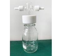 Frasco de lavado de gases de laboratorio con tapa de PTFE GL45 y conexión de manguera GL14 - Vidrio de borosilicato con escala graduada(100ml)