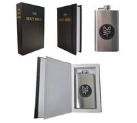 Frasco de novedad | Santa Biblia con frasco de 6 oz | Falta la primera página de French Red Dwarf - Compartimiento secreto