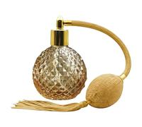 Frasco de perfume de cristal retro, atomizador dorado recargable de 80 ml, vacío con borlas largas rosas, atomizador vintage con bomba, recipiente de vidrio, dispensador reutilizable(boquilla dorada).