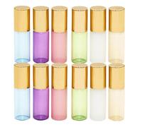 Frasco Roll-on de Vidrio 3ml, Botella Rellenable Portátil | Antifugas, para Perfume y Aceites Esenciales, Identificación por Color, Uso Diario y Kit DIY Aromático