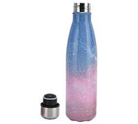 Frasco térmico con forma de cola, botellas de agua fáciles de limpiar, duradero, resistente al óxido para la escuela, deportes al aire libre, para acampar, senderismo, viajes (cielo estrellado rosa)