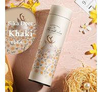 Frasco termos de diseño pintado, taza de café de viaje aislada al vacío de doble pared, frasco de acero inoxidable, botella de agua para deportes, 18 oz./500ml, BPA-Free-Venado Sika