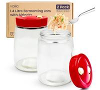 Frascos de Fermentación con Sistema de Airlock de 1.4 litros - 2 paquete Fáciles de Usar Fermentador para Encurtidos, Kefir de Agua, Chucrut, Kimchi, Kombucha Kit y Frascos para Masa Madre