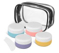 Frascos de Viaje Rellenables de Silicona 30ml, 1 Juego con Bolsa | Botes Rellenables Viaje para Artículos de Tocador, 4 Frascos y 4 Espátulas de Color Claro, Reutilizables