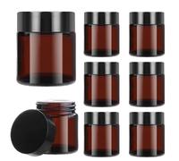 Frascos de vidrio ámbar de 200 ml, 8 tarros de cosméticos vacíos con tapas y forros interiores, tarros de crema recargables para lociones, aceites esenciales, polvo