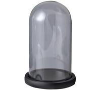 Frascos de vidrio de visualización de sobremesa, 1 campana redonda de cristal con forma de cúpula, decorativa de mesa, con base negra for plantas, figuras coleccionables, velas, medallas(15*35cm)