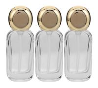 Frascos Recargables de Vidrio 50ml, 3 Piezas con Tapa Dorada | Vidrio Transparente y Plástico, Formato Redondo Portátil, para Gel de Manos y Aceites, Bolsa de Aseo