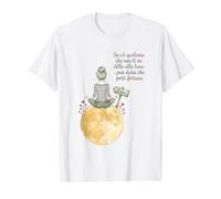 Frase Alla Luna Porta Fortuna Ilustración Acuarela Camiseta gráfica económica, Hombre, Blanco, S