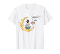 Frase Alla Luna Porta Fortuna Ilustración Acuarela Camiseta gráfica económica, Hombre, Blanco, S