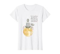 Frase Alla Luna Porta Fortuna Ilustración Acuarela Camiseta gráfica económica, Mujer, Blanco, S