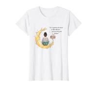 Frase Alla Luna Porta Fortuna Ilustración Acuarela Camiseta gráfica económica, Mujer, Blanco, XS
