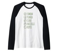 Frase Amo Orto Agricoltura Sostenibilità Giardinaggio Camiseta Manga Raglan