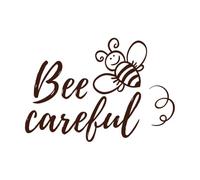 Frase "Cuidado con las abejas" con un garabato de abeja en letras para diseño de carteles o motivación inspiradora textil. Pegatinas de pared de papel adhesivo 57.6x82.9cm Café