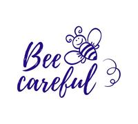 Frase "Cuidado con las abejas" con un garabato de abeja en letras para diseño de carteles o motivación inspiradora textil. Calcomanías de pared de PVC 57.6x82.9cm Vinilos para ventanas Azul oscuro