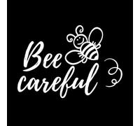 Frase "Cuidado con las abejas" con un garabato de abeja en letras para diseño de carteles o motivación inspiradora textil. Pegatinas de pared de papel adhesivo 50.4x72.5cm Blanco