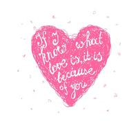 Frase de cita de amor en el corazón dibujado a mano si sé lo que es el amor es por ti Calcomanías de pared de PVC 42x42.6cm Removible sin dejar pegamento Rosa