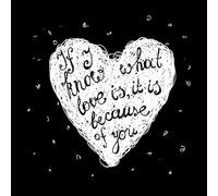 Frase de cita de amor en el corazón dibujado a mano si sé lo que es el amor es por ti Pegatinas de pared de papel adhesivo 67.2x68.2cm Pintura mural artística Blanco