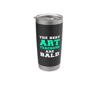 Frase divertida con cita de broma con texto en inglés "The Best Art Teachers Are Bald" Vaso térmico de acero inoxidable de doble pared
