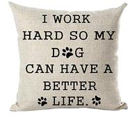 Frase En Arte De Palabras Negras: Trabajo Duro para Que Mi Perro Tenga Una Vida Mejor Funda De Almohada Moderna Fundas para Almohadones Cuadradas Funda De Cojín para Sofá 45X45Cm