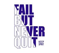 Frase inspiradora y motivacional "falla pero nunca te rindas", tipografía gráfica. Calcomanías de pared de vinilo 50.4x73.4cm Decoración artística Azul oscuro