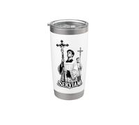 Frase latina católica Serviam - San Miguel Vaso térmico de acero inoxidable de doble pared