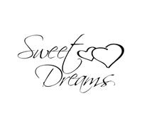 Frase motivacional "dulces sueños" Corazón pegajoso Calcomanías de pared de PVC 30x53.8cm Se puede modificar y añadir información Negro