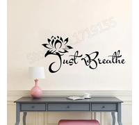 Frase motivacional Yoga palabras relajantes inspiradoras para la pared de flores Just Breathe para decoración del hogar de Yoga Studio Inteiror 94x42cm