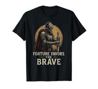 Frases artísticas de Fortune Favors The Brave Medieval Warrior Knight Camiseta