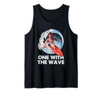 Frases artísticas Surfing One with The Wave Surfer Barrel Ocean Camiseta sin Mangas