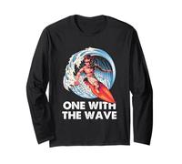 Frases artísticas Surfing One with The Wave Surfer Barrel Ocean Manga Larga