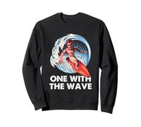 Frases artísticas Surfing One with The Wave Surfer Barrel Ocean Sudadera