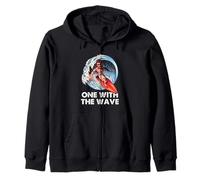 Frases artísticas Surfing One with The Wave Surfer Barrel Ocean Sudadera con Capucha