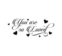 Frases de corazón "Eres tan amado" Calcomanías de pared de papel adhesivo 42x106.6cm Incluye kit de película de transferencia Negro