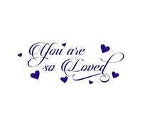 Frases de corazón "Eres tan amado" Calcomanías de pared de papel adhesivo 42x106.6cm Vinilos para ventanas Azul oscuro