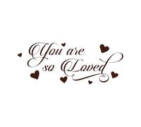 Frases de corazón "Eres tan amado" Calcomanías de pared de papel adhesivo 50.4x127.9cm Fácil instalación Café