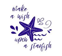 Frases de peces de mar pide un deseo a las olas de las estrellas Calcomanías de grabado 54.6x60.8cm Impermeable Azul oscuro