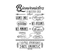 Frases en español Bienvenidos A Nuestra Casa Frases Calcomanías de pared de PVC 32x50.3cm Cultura del tatuaje Negro