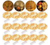 Frasheng 15 Piezas Cadena de Luces con Pilas,20 LEDs 2M Alambre de Cobre Guirnaldas Luces,Impermeable Luces Decorativas,Luces de Cadena Micro Cobre Impermeable,Guirnalda Cadena de Luces,para Navidad