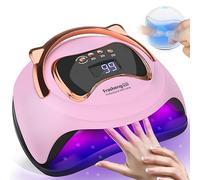 Frasheng 180W Lámpara UV Seca Uñas, Profesional Secador de Uñas LED UV Lampara Uñas Gel con MIni Lampara Uñas, Lampara Uñas con Base Desmontable para Esmalte Semipermanente Gel y Barniz, Rosa