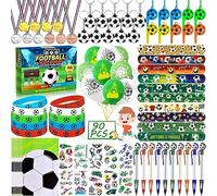Frasheng 90 pcs Artículos de Fiesta Fútbol, Cumpleaños, Piñata con Globo, Llavero, Pulsera de silicona, Silbato, Medallas, Tatuaje, Bolígrafo, Bofetada, Bolsas de Regalo