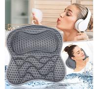 Frasheng Almohada de Baño,Malla 4D Cojín de baño,Almohada de Baño con 6 Ventosas Antideslizantes,Puede soportar la Cabeza,el Cuello,la Espalda,para SPA en Casa Bañera de Hidromasaje,Lavable a Máquina