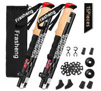 Frasheng Bastones Plegables de Aluminio para Senderismo, 2pcs, 7075, con Accesorios y Bolso, para Marcha Nordica, Esquí, Alpinismo, Trekking.