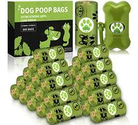 Frasheng Bolsas para Excrementos de Perro, 24 Rollos/600 Unidades, Bolsas Caca Perro con Dispensador, Dog Poop Bag, Extra Grueso, Fuerte y a Prueba de Fugas, Verde